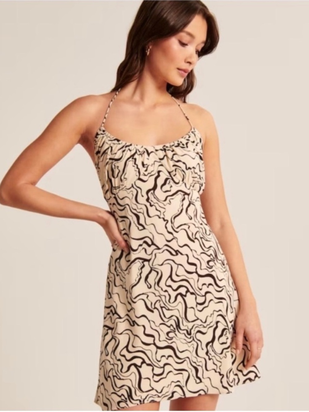 Abercrombie & Fitch Swirl Y2K Retro Halter Mini Dress